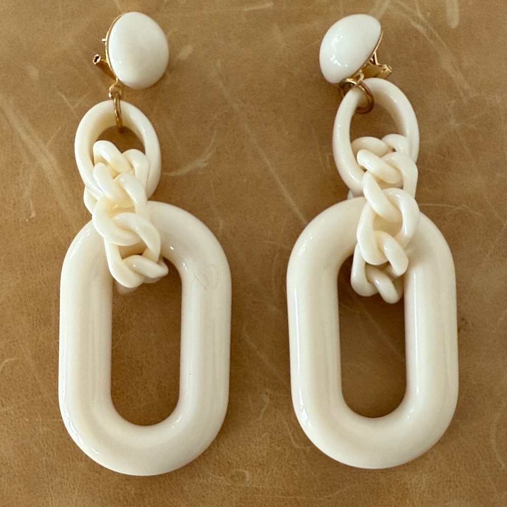 Anthropologie Statement Cream Colored Earrings Euc - image 2